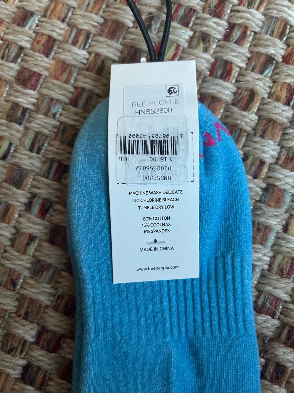 Free People Multicolor Wave Crew Socks in Blue, Pink, Cream & Burgundy